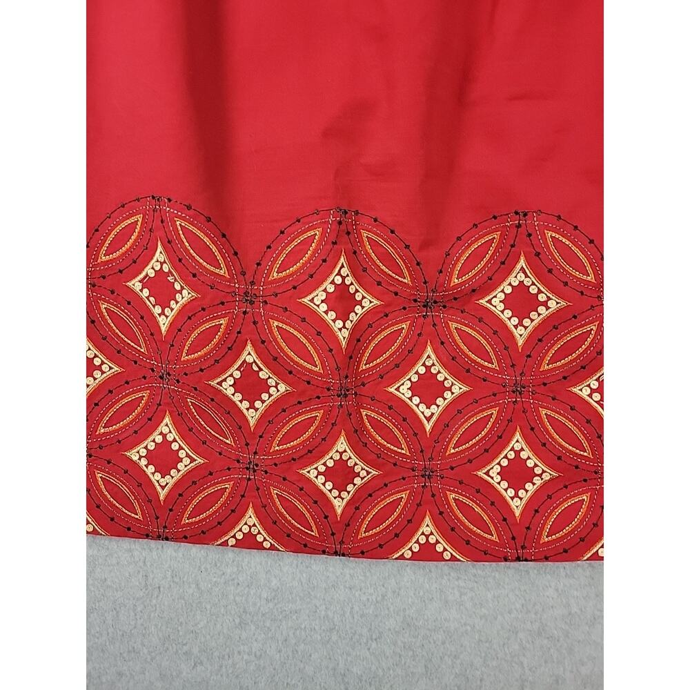 Talbots Cotton Red Geometric Embroidered Side Zip A Line Skirt Women's Plus 16 - Picture 7 of 12